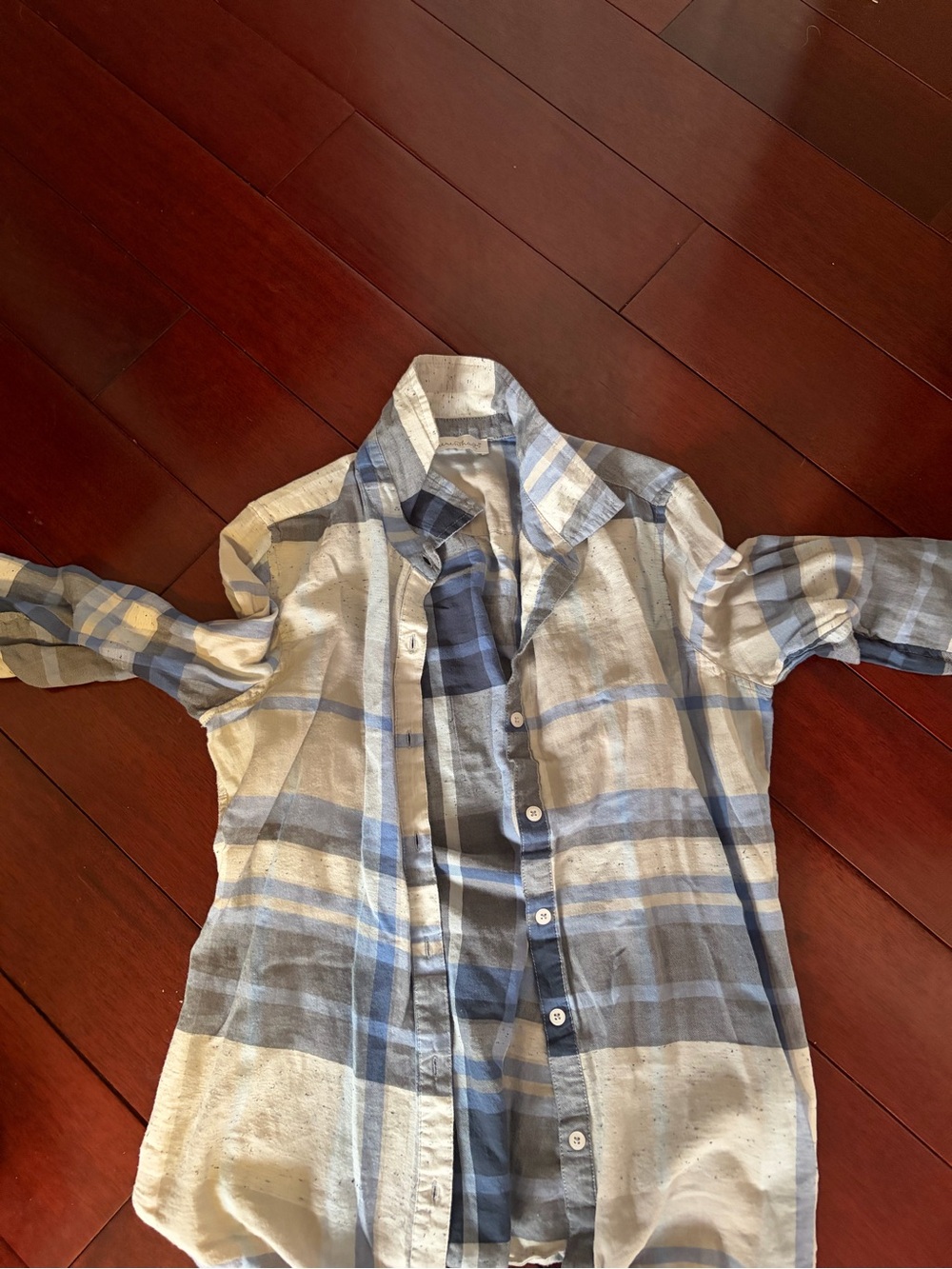 KEREN hart Blue and White Plaid Button-Down Shirt